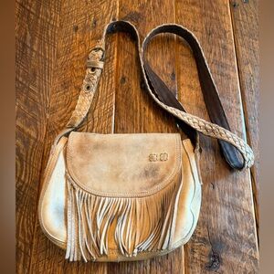 Bed Stu East End Tan Leather Crossbody Bag with Fringe
